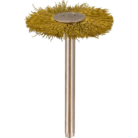 Brush - Round, Brass Wire, Mounted, 1”, 1/8” Shank