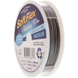 Soft Flex Kink Resistant Knot Tying Hypoallergenic Jewelry Making Wire, 49 Strand Braided Stainless Steel Beading Wire .019 Medium Diameter 100 ft Satin Silver Nylon Color Coating