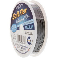 Soft Flex Kink Resistant Knot Tying Hypoallergenic Jewelry Making Wire, 49 Strand Braided Stainless Steel Beading Wire, .019 Medium Diameter, 30 ft Satin Silver Nylon Color Coating