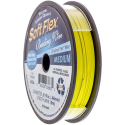 Soft Flex Kink Resistant Knot Tying Hypoallergenic Jewelry Making Wire, 49 Strand Braided Stainless Steel Beading Wire .019 Medium Diameter 30 ft Yellow Lemon Quartz Color Nylon Coating