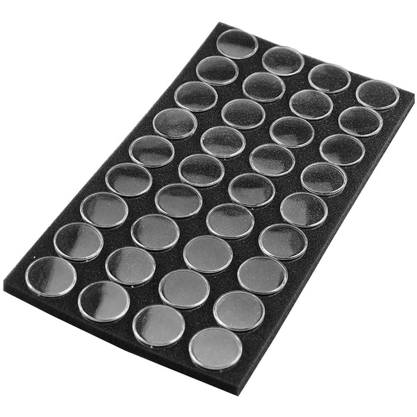 Gem Holders 36pc w/Snap on Lids in Black Foam, 1.5”x.75”